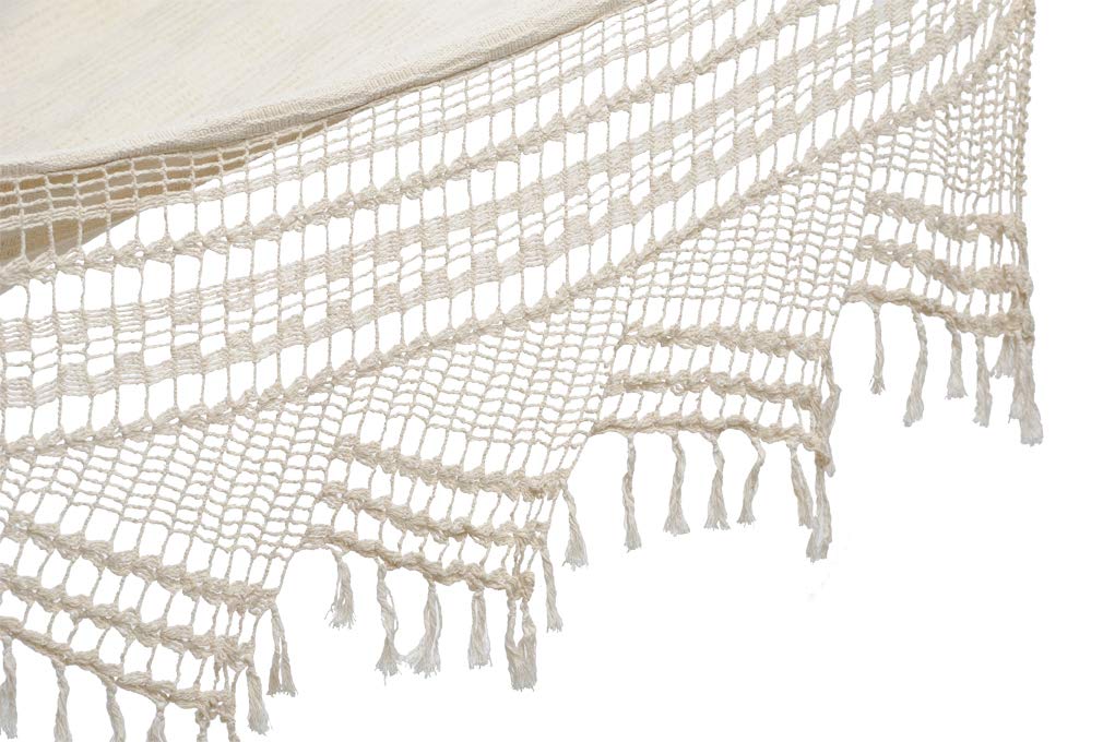 AMAZONAS Edle Premium Jacquard Boho Stabhängematte in Übergröße Palacio 240x160 cm bis 200 kg in Weiß