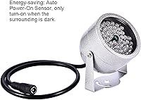 Vista 4 de Ejoyous Iluminadores infrarrojos 48 LED IR luces 60 grados gran angular infrarrojos visión nocturna luz para interior al aire libre CCTV cámara