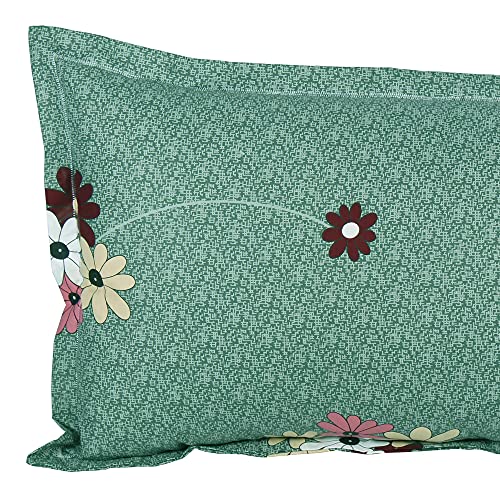 Image of Story@Home 210 TC Spark Collection Single Bedsheet Cotton Combo with 1 Pillow Covers | Grey | Floral (Bedsheet : 145 X 225 cm & Pillow Cover : 40 X 60 cm)