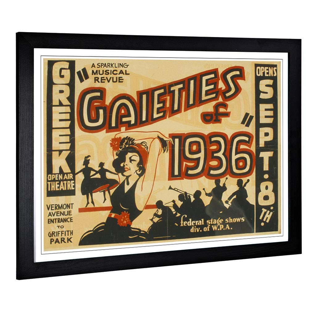 Big Box Art Framed Print of Vintage WPA Poster Gaieties of 1936 Design | Wall Art Picture | Home Decor for Kitchen, Living Room, Bedroom, Hallway, Black, A2 / 24.5x18 Inch / 62x45cm
