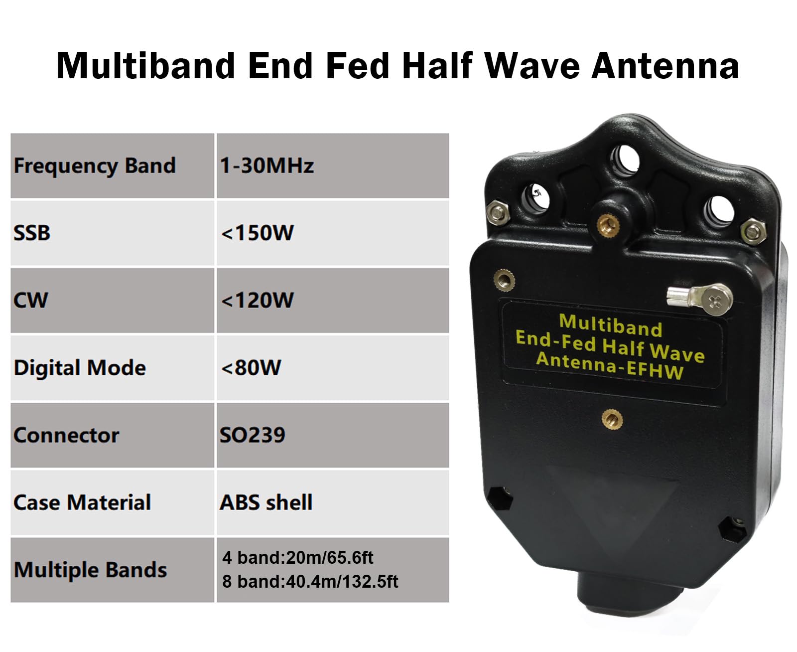 AURSINC End Fed Wave Antenna 150W 1-30MHz 4 Bande 8 Bande CW FM AM FT4 FT8 SSB End Fed Radio Antenna per esterni 1:64/1:49