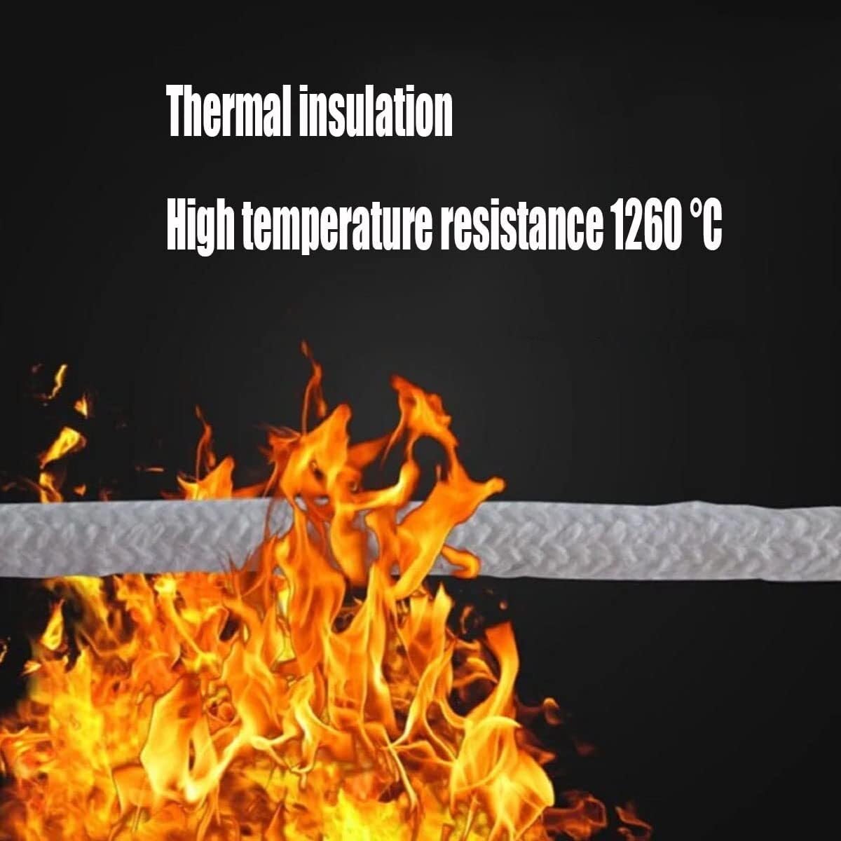 Filo di tenuta in fibra di ceramica intrecciata, quadrato, lunghezza 5 m, spessore 6-50 mm, resistente al calore, come guarnizione di ricambio per porte del radiatore, stufe | Diametro: 25 mm