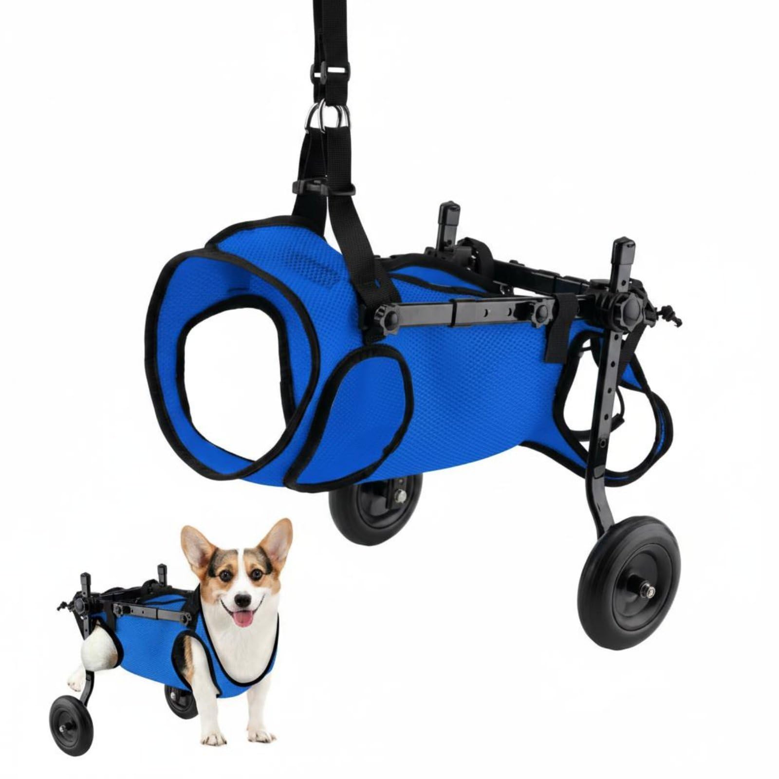 Adjustable Frame Dog Wheelchair Lightweight Pet Mobility Cart Breathable Material Dog Walking Wheels for Disabled Pets, Small Dogs, Xs-image-40