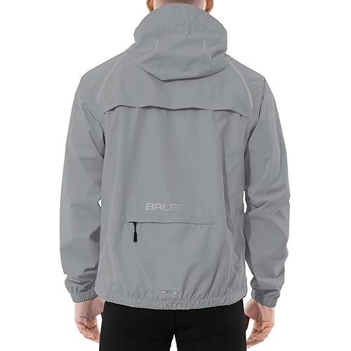 baleaf Men's Rain Jacket Waterproof Windbreaker Raincoat Running Cycling Hiking Gear Hood Lightweight Reflective Packable