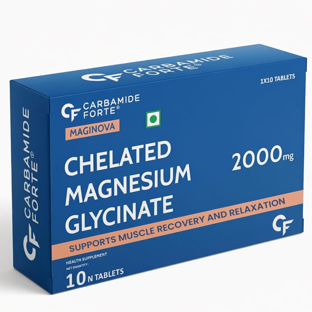 Carbamide Forte Chelated Magnesium Glycinate 2000mg Per Serving Supplement - 10 Veg Tablets