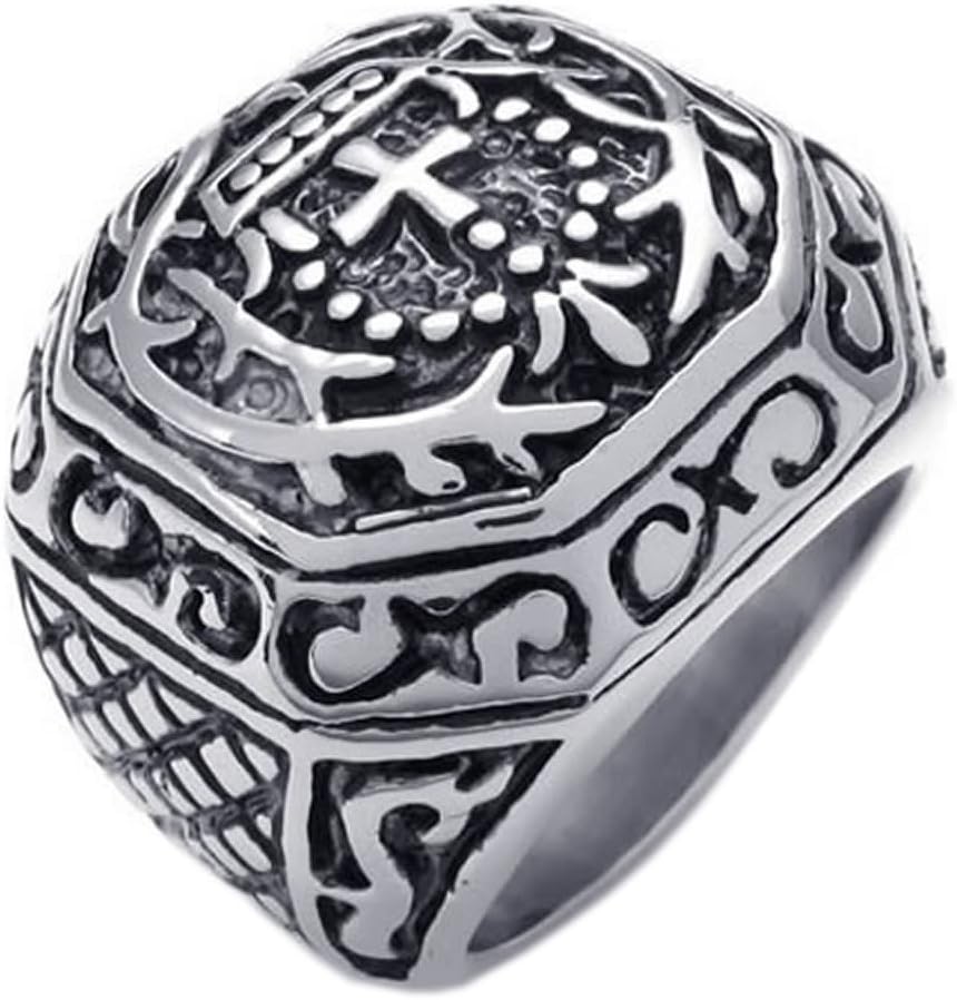 KONOVHeavy Wide Large Stainless Steel Vintage Cross Biker Mens Ring - Size 11