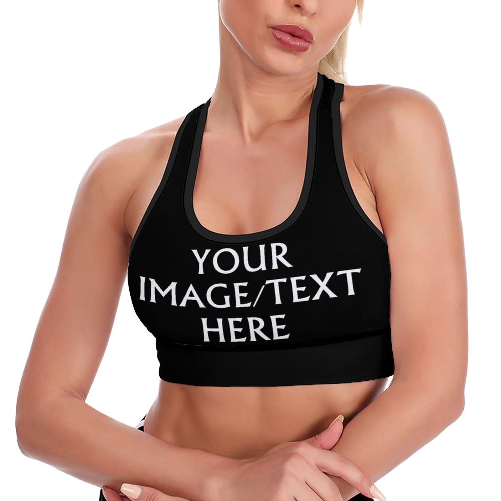 AOOEDM Custom Women's Crop Tops Add Photo/Text/Logo Personalised Sports Bras Yoga Top Workout Tank Tops for Women Girls