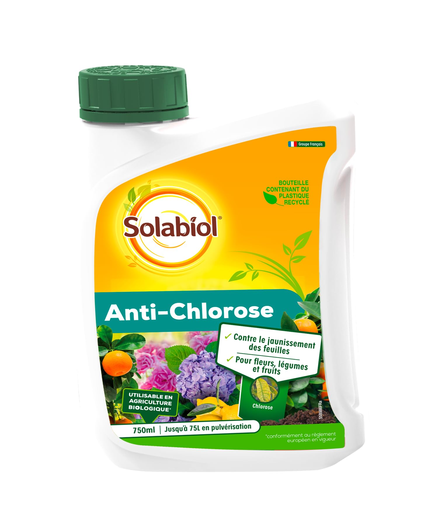 SOLABIOL Anti Chlorose Catalfer - 750ml - Jusqu'à 75L En Pulvérisation - Contre Le Jaunissement Des Feuilles - Convient Pour Les Fleurs Légumes & Fruits SOCAT750N