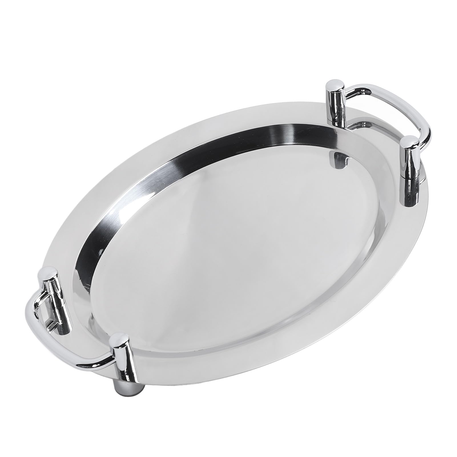 Cocoarm Plato para Buffet de Acero Inoxidable, Plato para Servir con Acabado de Espejo 304 con Asa, Fácil de Transportar y Limpiar, para Hotel, Restaurante, Banquete, Buffet, Postre, Servicio de
