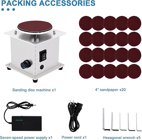 Miniatura 7 de MXBAOHENG Mini lijadora de disco eléctrica de 4 pulgadas con función de avance y retroceso para lijado de madera, metal, piedra y tijeras, 6000 RPM