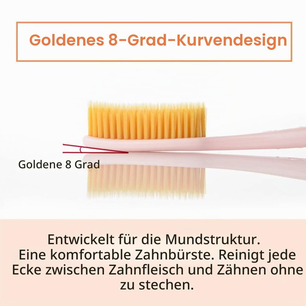 WANGTA Zahnbürste, 4 Stück, doppelt so breit wie normaler Bürstenkopf, breite Zahnbürste, langer Bürstenkopf, bequemeres und einfacheres Bürsten (Goldene Bürste)