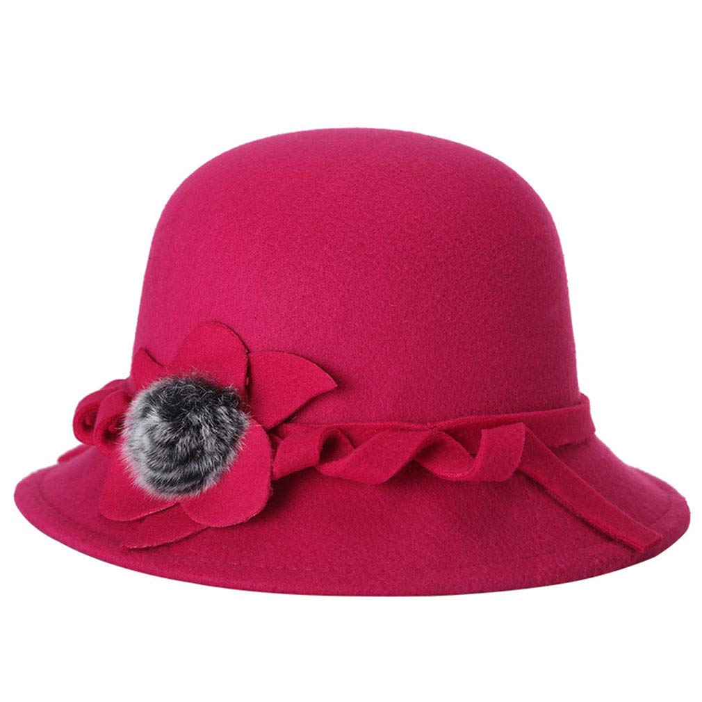 Vintage Cloche Fischerhut mit Blume faltbar Filz Kirche Bowler Hut