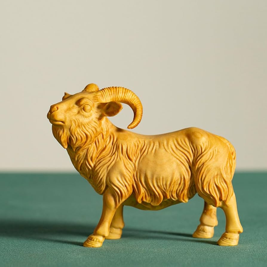 Amazon | 木彫りの置物 ひつじ・羊・未 正月飾り 高級天然ツゲ