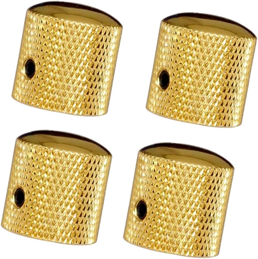 Pack of 4pcs Brass Dome Knob Volume Tone Control Knobs for Electric Guitar Bass Screw Type (Gold)