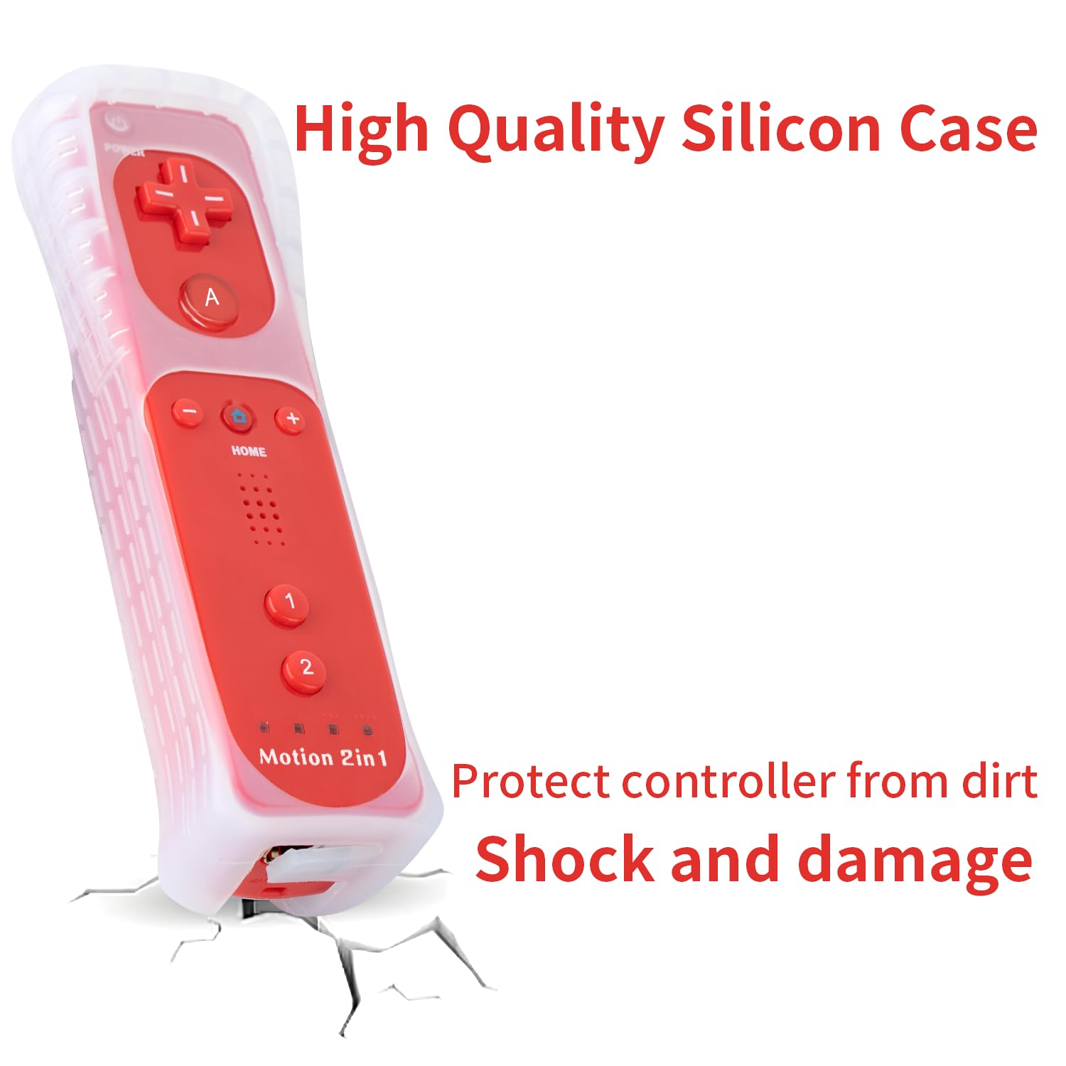 DTianSir 2Pack Motion Plus Wii Remote Controllers with Nunchucks,Wii Remote Controllers with Built in Motion Plus Compatible for Wii U Consoles(Red&Light Blue) - Image 7