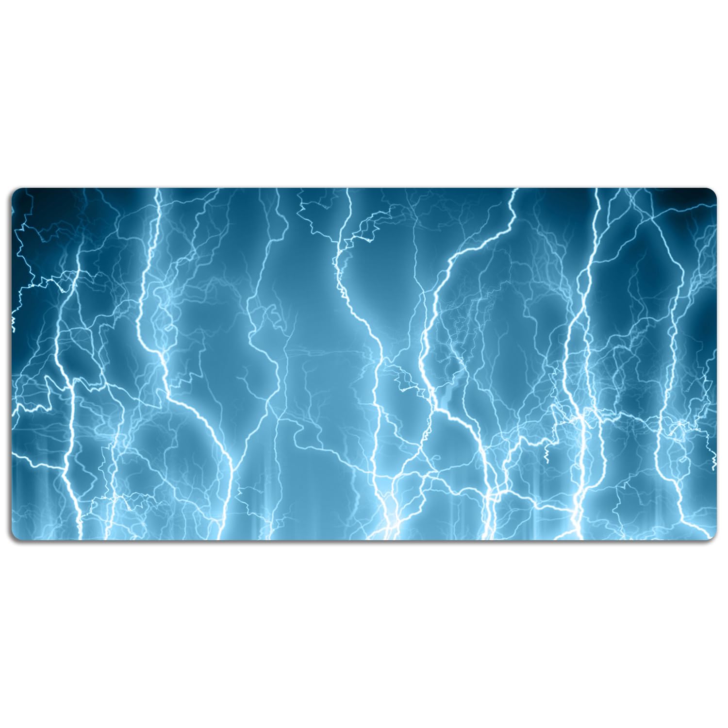 Sottomano da Scrivania 120x60 cm in Vinile PVC Protezione e Decorazione Facile da Pulire Superficie Protettiva per Ufficio e Casa Antiscivolo Impermeabile - Fulmini blu