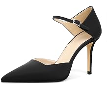 Eldof Women's Closed Pointed Toe Heels Ankle Strap Pumps Stiletto High Heel Buckle D'Orsay Sexy Party Fashion Dress Shoes 3.5 Inches