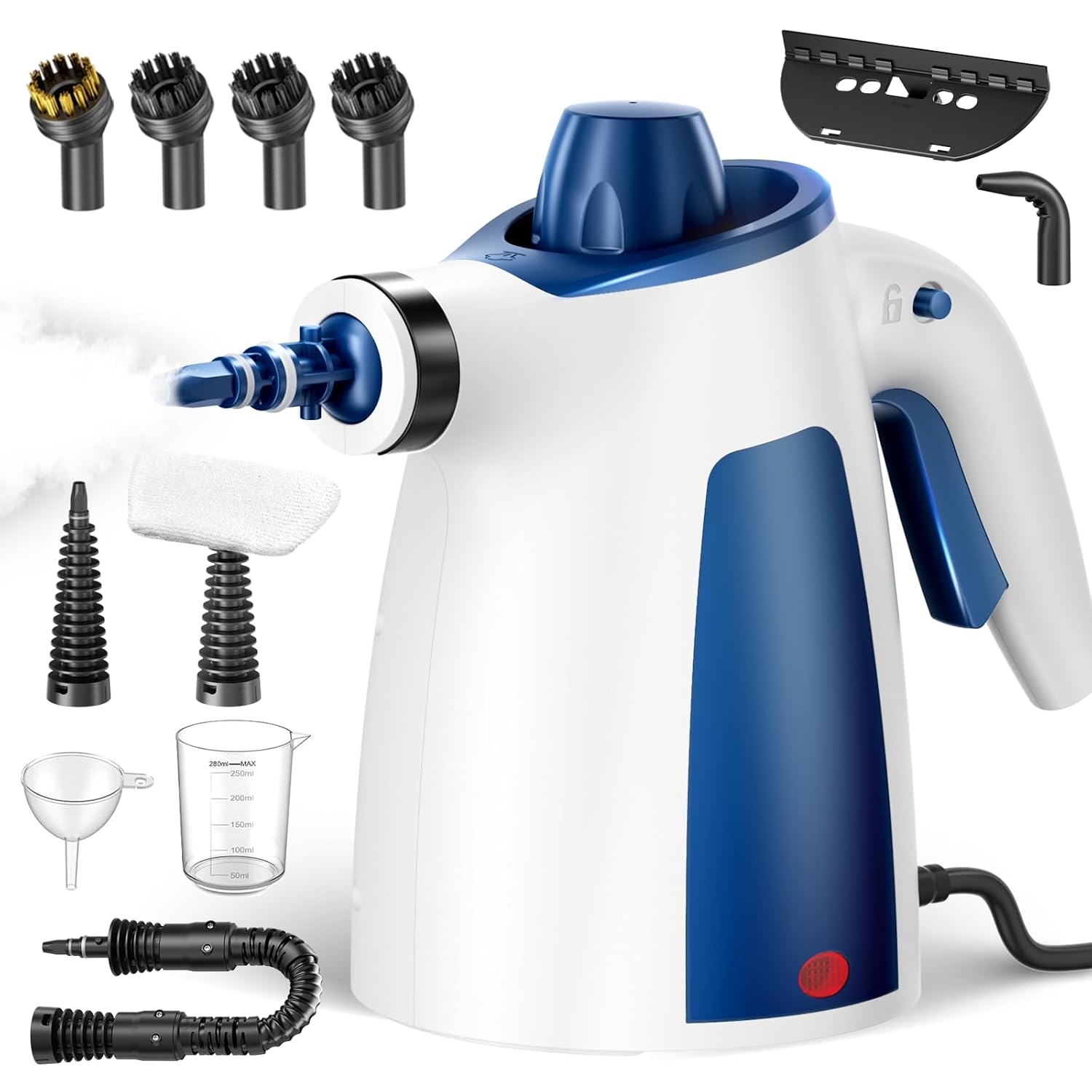 Steam Cleaner Pressurized Handheld Multi-Surface Natural Steam Cleaner with 12 PCS Accessories Safety Lock 350ML Large Capacity Steamer