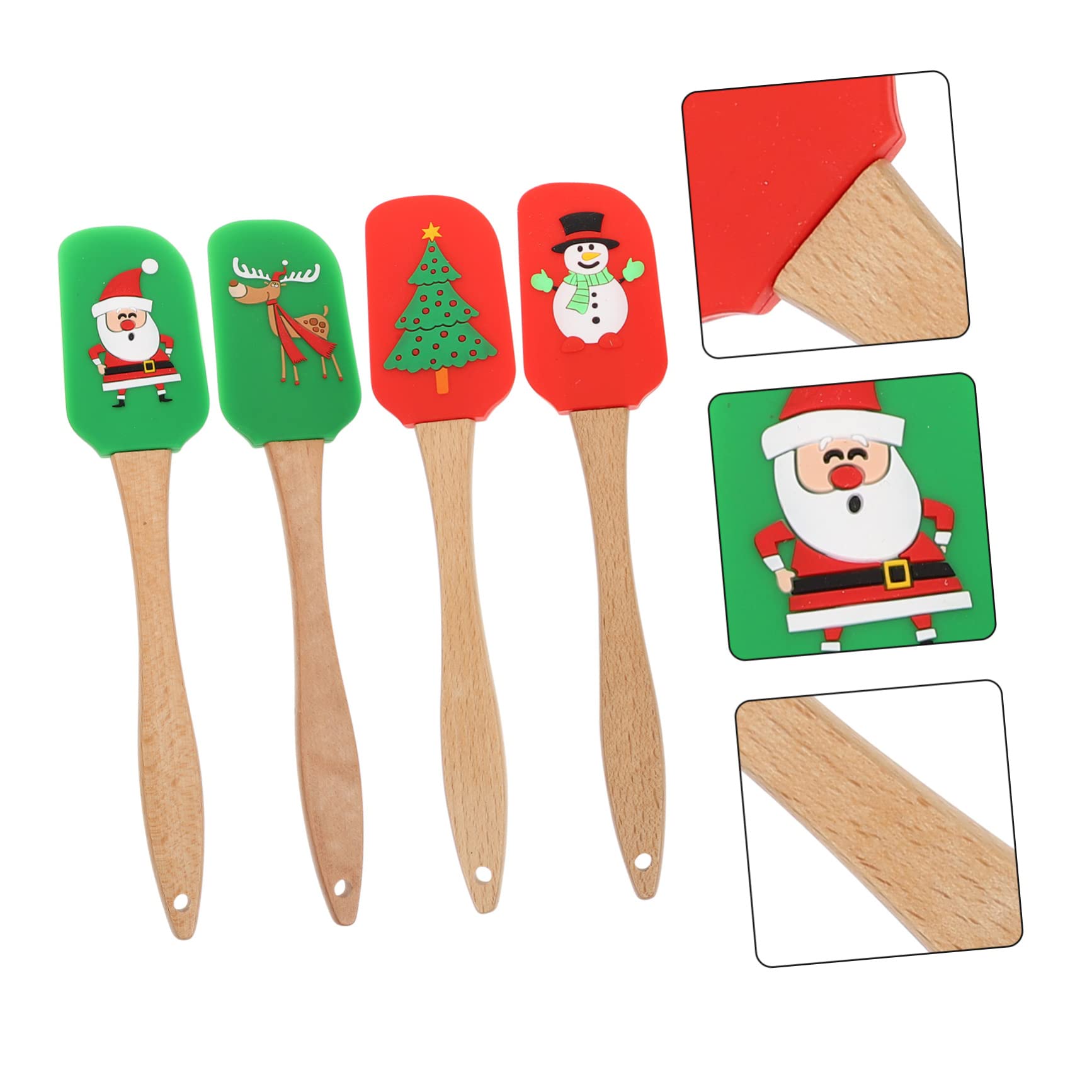 4piezas Raspadores De Silicona Para Crema y Mantequilla Utensilios De Cocina Para Hornear Herramientas De Repostería Navideñas Asortidos