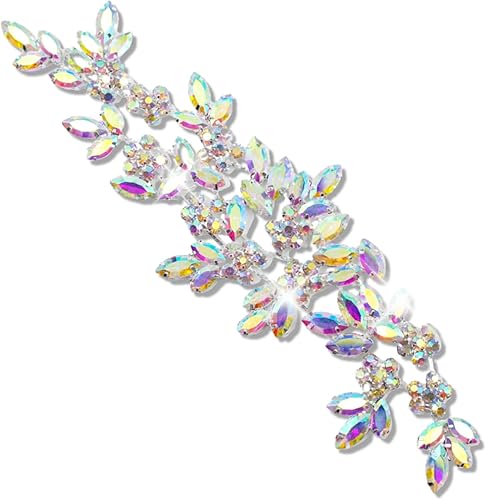 Vista 9 de PEARLY JUN Parches de apliques de cristal con diamantes de imitación para bricolaje, con cuentas, ropa de costura para cinturón de boda