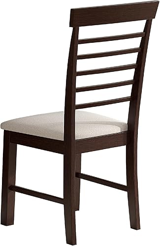 Miniatura 5 de Sillas de comedor bohemias, 2 piezas, madera de caucho, color marrón y blanco, altura del asiento de 18.11 pulgadas, sala de estar, dormitorio,