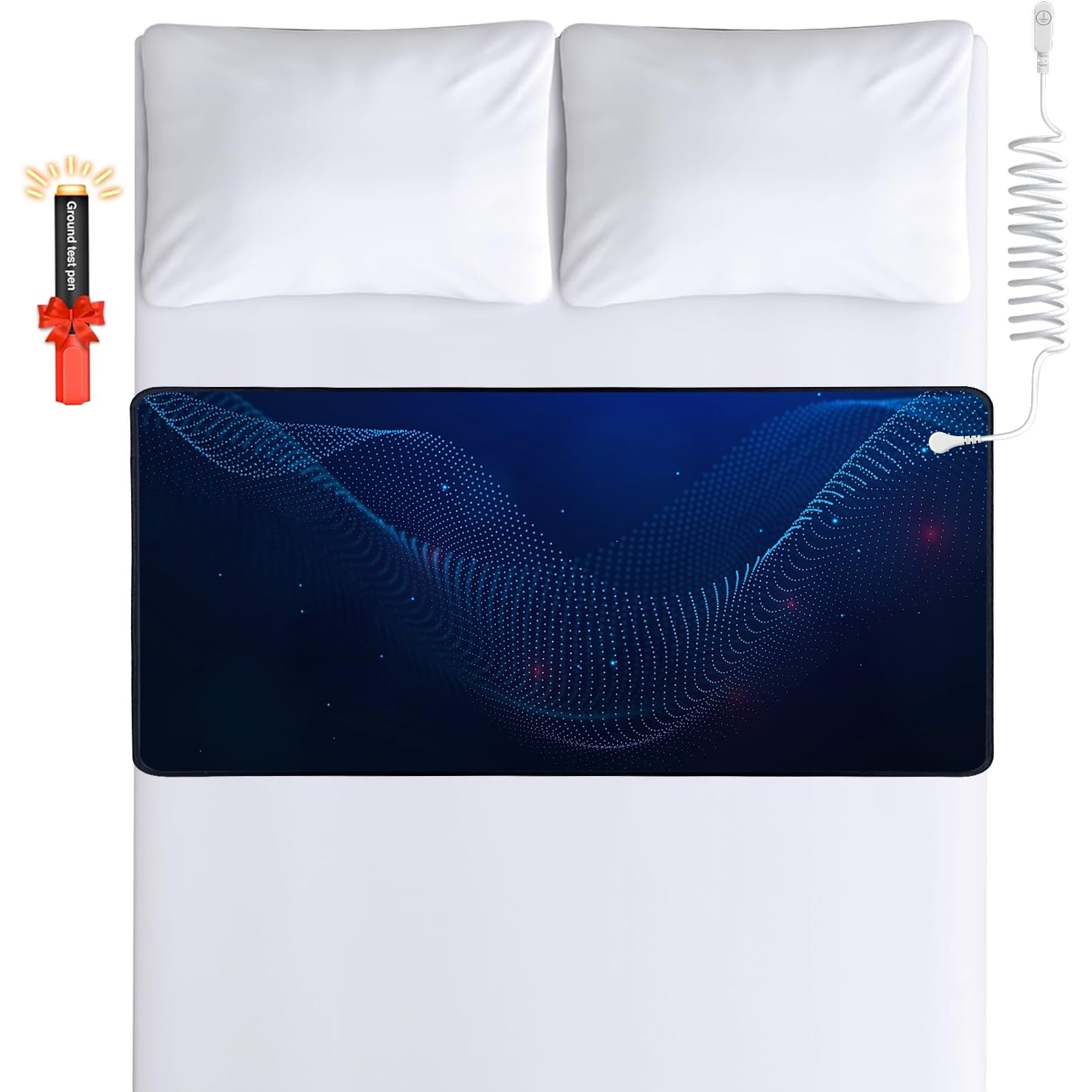 Grounding Mat for Bed King Size (27"x76") – Earthing Grounding Mat for Sleeping, Grounding Pad for Bed with Cord, Test Pen & Sleeping Mask – PU