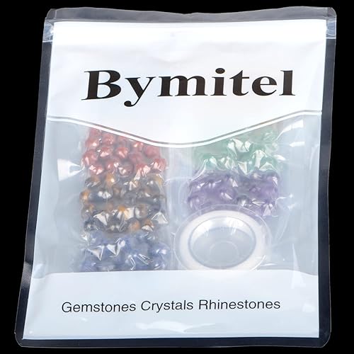 Miniatura 136 de Bymitel - 140 cuentas de cristal natural, piedras preciosas redondas energéticas y curativas sueltas con cordón elástico para hacer joyas, pulseras