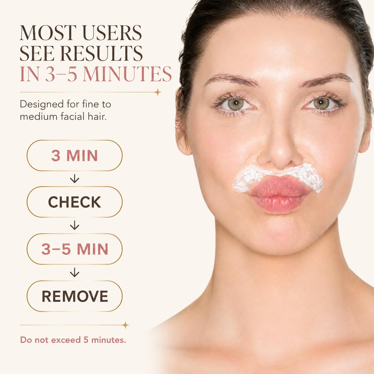 Facial Hair Removal Cream for Women, 3-5 Minute Formula