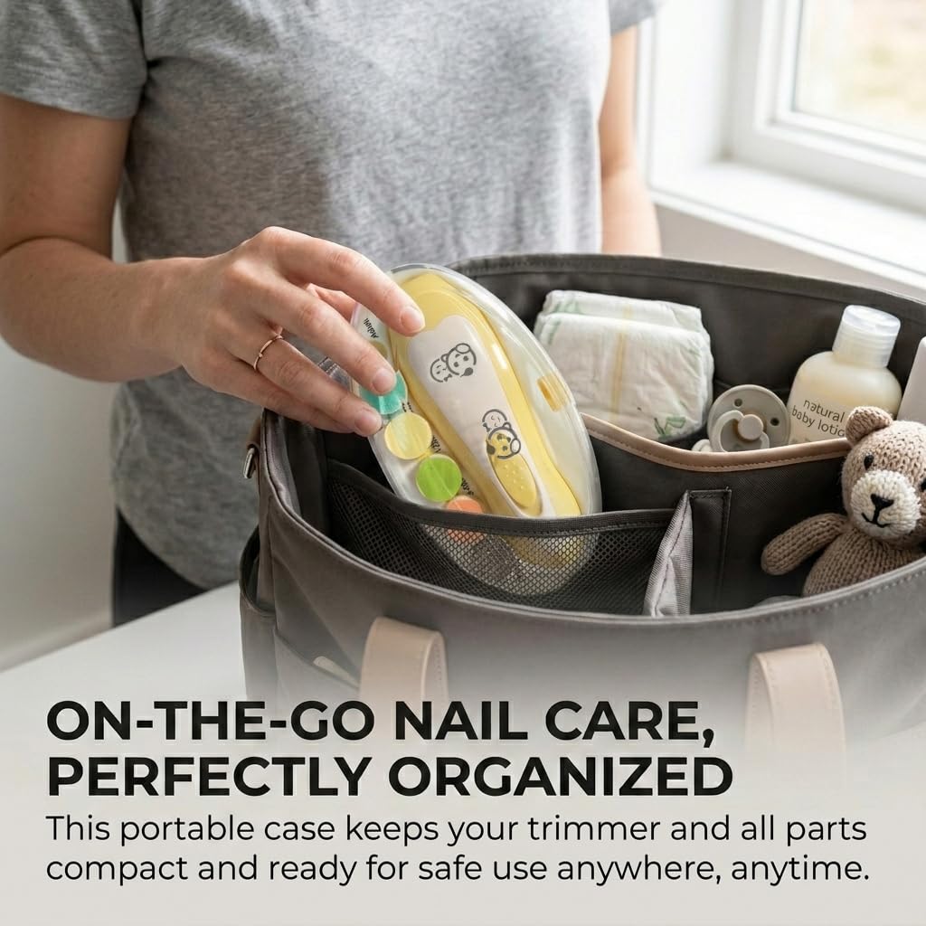 Royal Angels Coupe-ongles pour bébé 21 en 1, soin électrique des ongles pour bébé, 13 outils de remplacement supplémentaires, coupe-ongles et orteils pour nouveau-né, coupe et vernis (Jaune)