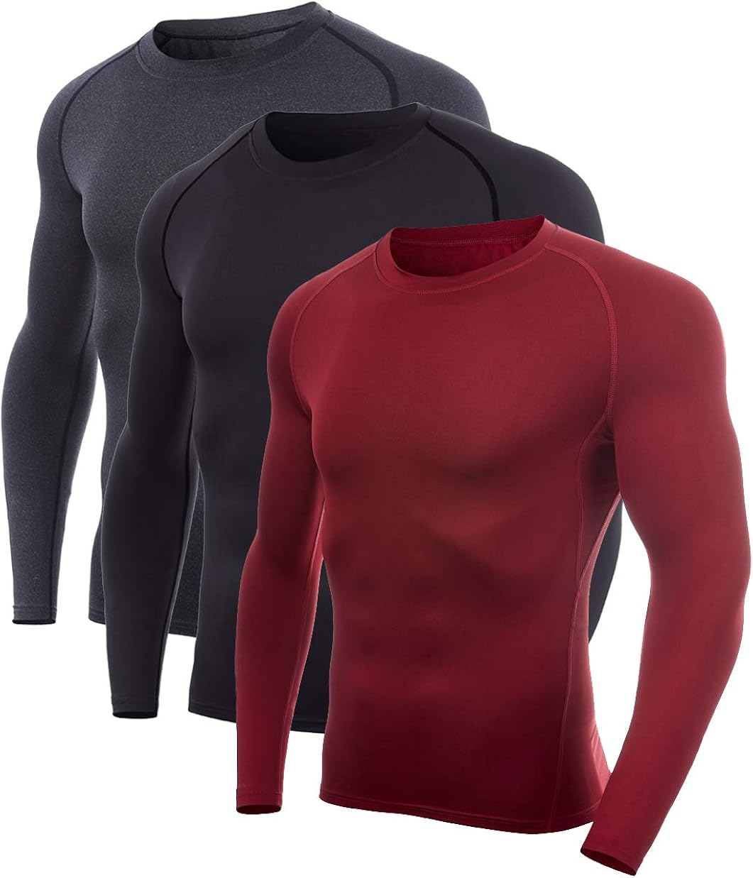 SILKWORLD Men's Long-Sleeve Compression Shirt Base-Layer Running Top : Automotive