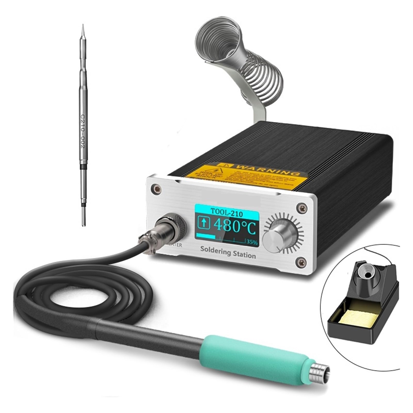 Stacja lutownicza Stacja Lutownicza T210 OLED Cyfrowa Regulacja Automatyczne Uśpienie 1 S-1,5 S Szybkie Nagrzewanie JBC 210 Mikro Elektroniczna Naprawa Narzędzi Spawalniczych z szybkim nagrzewaniem(B)