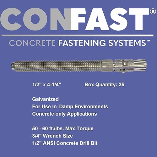 Miniatura 74 de CONFAST Ancla de cuña galvanizada de 1/2" x 7" (caja de 25)