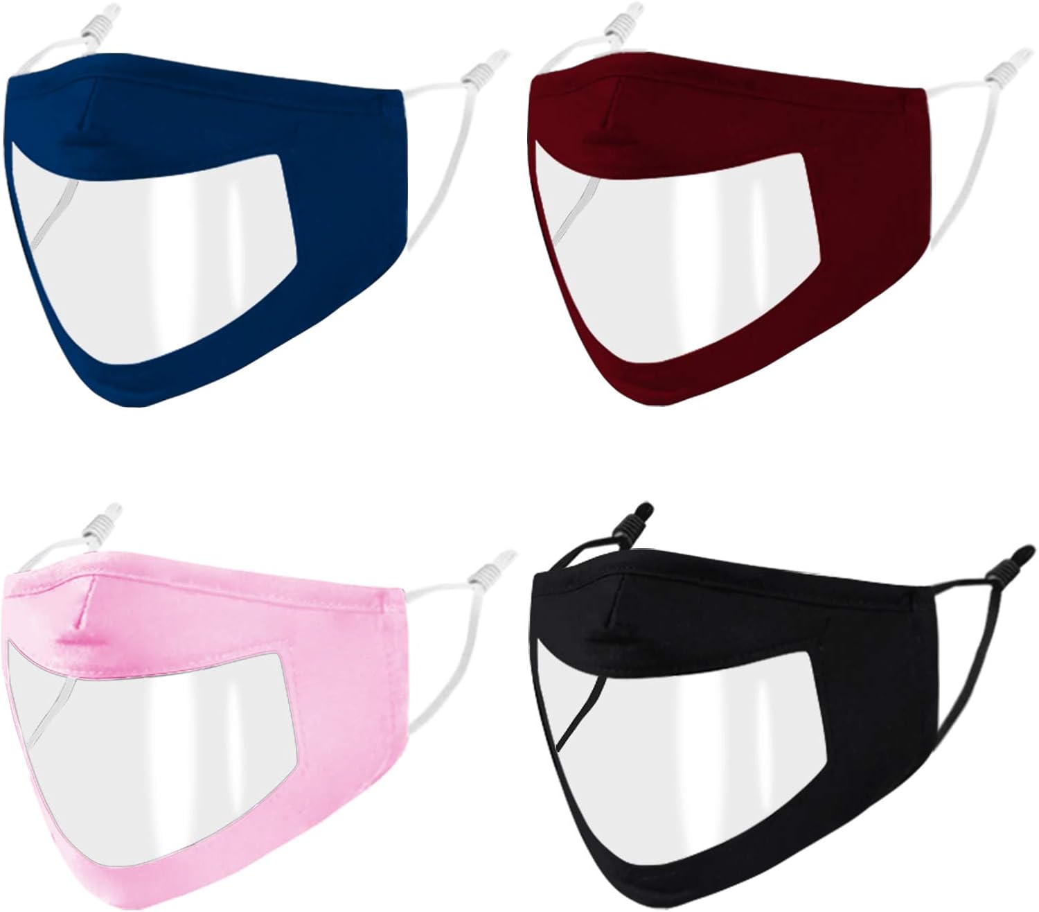 Woplagyreat Clear Window Face Mask Clean Reusable for Women Fashion Washable Breathable Designer Cloth Fabric Madks,Adult Earloop Mouth Nose Eve,Anti-fog Lip Reading Vision Visor