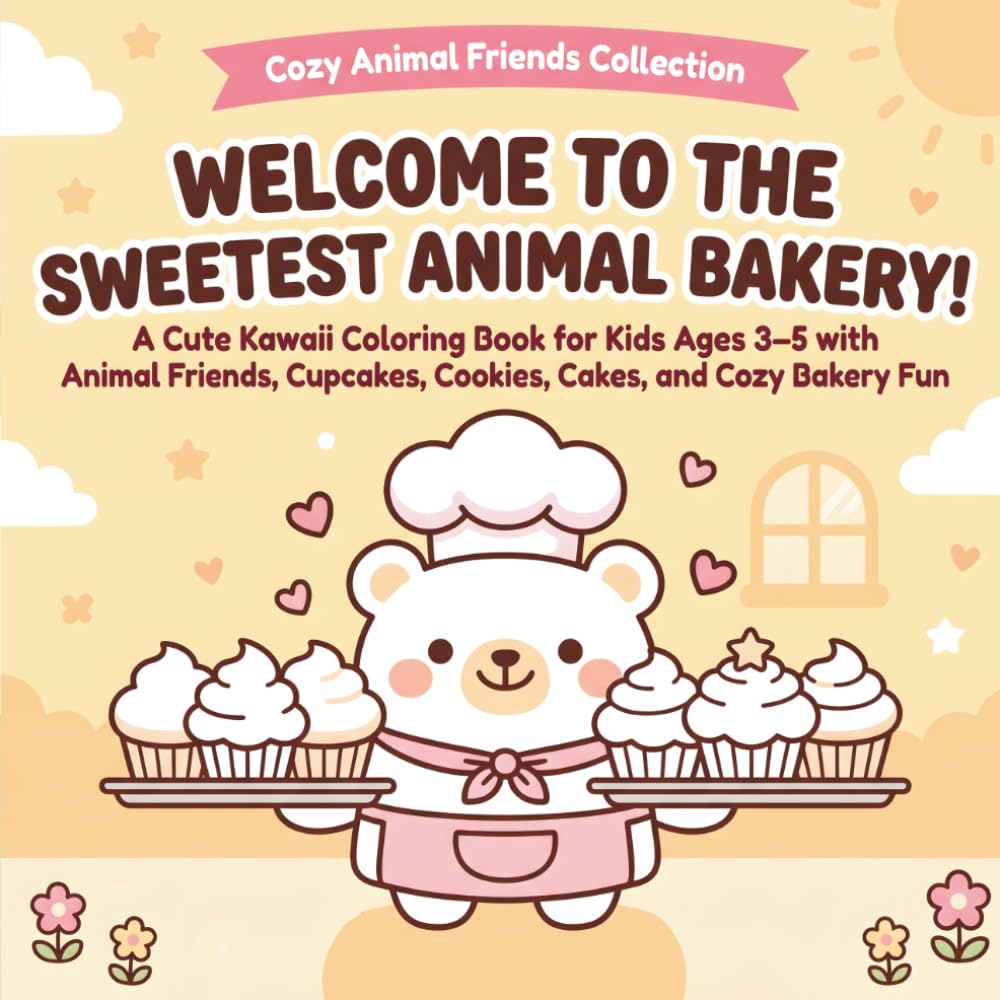 Welcome to the Sweetest Animal Bakery!: A Cute Kawaii Coloring Book for Kids Ages 3–5 with Animal Friends, Cupcakes, Cookies, Cakes, and Cozy Bakery Fun (Cozy Animal Friends Coloring Books)