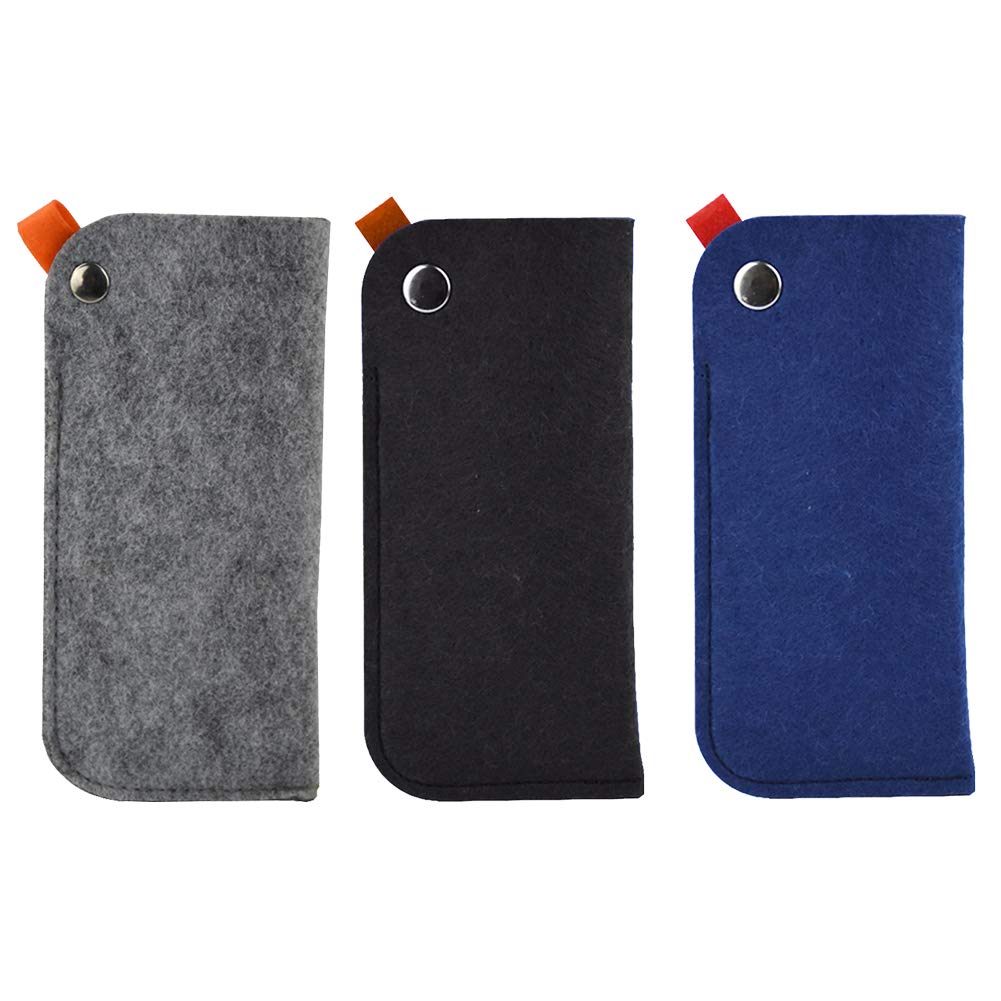 CHUANGLI3 Pack Felt Glasses Case Portable Soft Slip In Eyeglass Glass Sunglasses Pouch Holder
