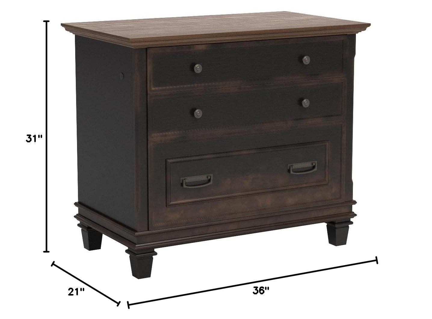 Hartford Wood Lateral File With Locking LegalLetter File Drawer Black product thumbnail 4