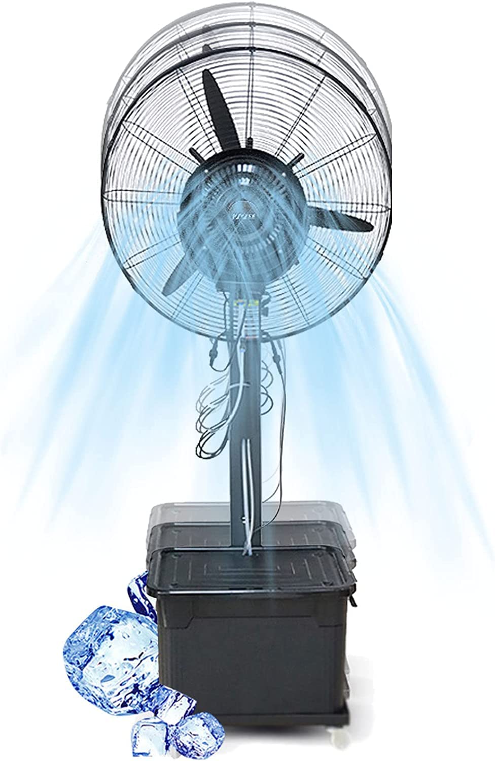 asdchZen Misting Fan With 3 Cooling Speeds, Oscillating Pedestal Fan For Patio Outside Restaurant Commercial Industrial, Adjustable Height,80CM