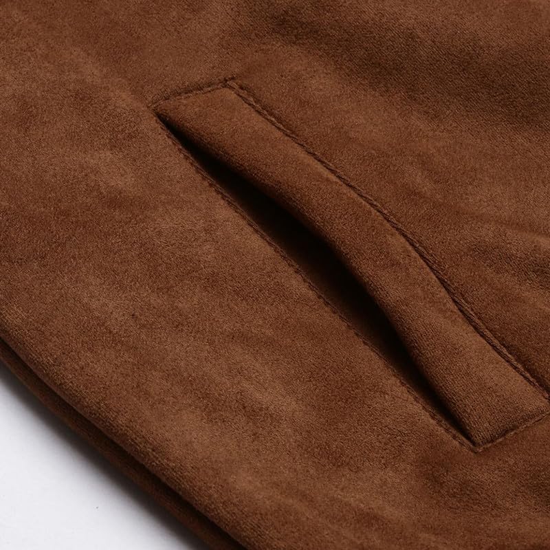 Image of CAHOOT Men's Front Zipper Jacket with Fleece for Casual Wear | Long Sleeve | High Neck | Zipper Closure | Suede Jacket Crafted with Comfort Fit for Everyday Wear