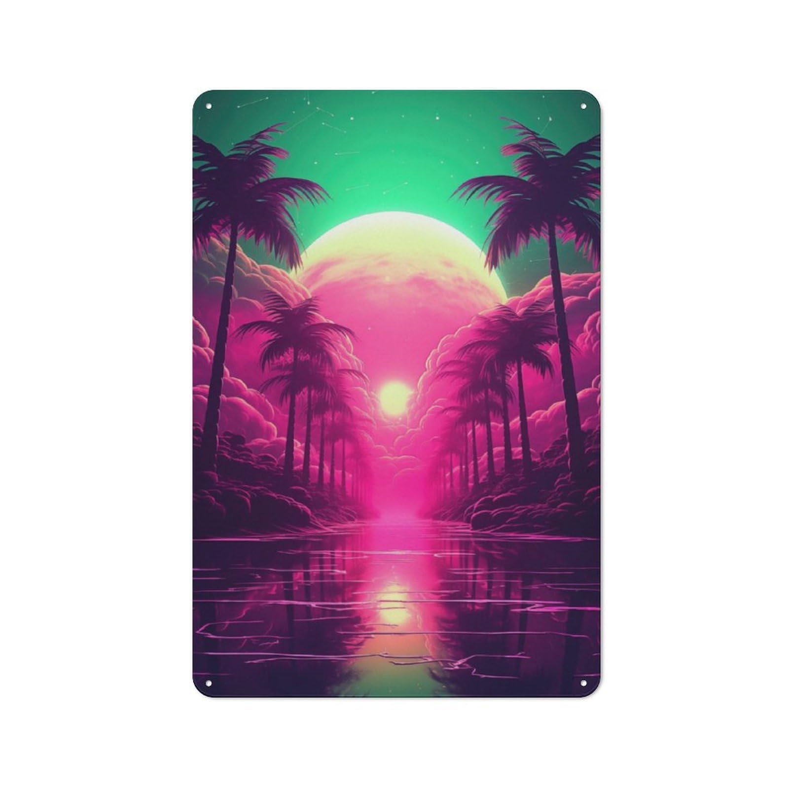 Junmoney Abstract Retrowave Fusion For Garden Room Or Summerhouse, Vintage Tin Sign 30X20cm, For Display In Garden Rooms And Summerhouses