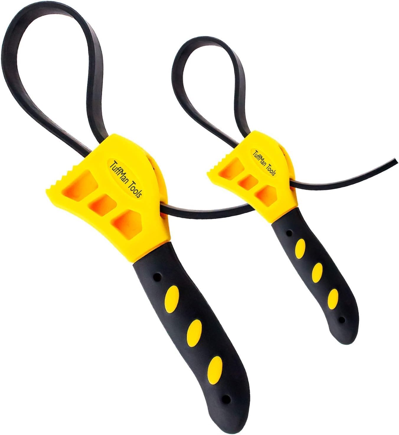 TuffMan Tools Oil Filter Wrench Set - 2pcs, Use as Jar Opener, Pipe Wrench, Rubber Strap Wrenches Used by Mechanics, Plumbers