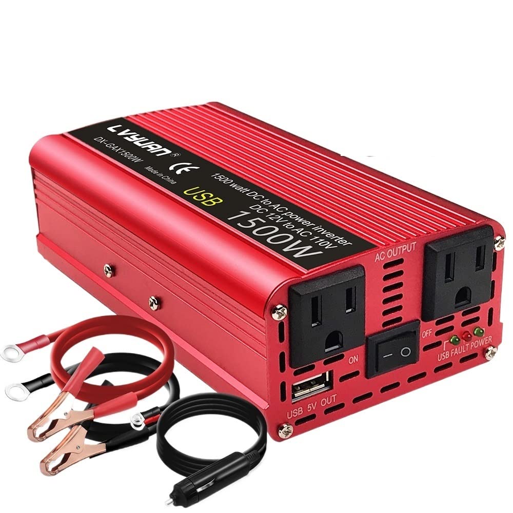 Wechselrichter 1500W/2000W DC 12V zu AC 100V 110V Auto Wechselrichter Spannungswandler Buchse Auto Zubehör Spannungswandler (Color Name : 2000W)