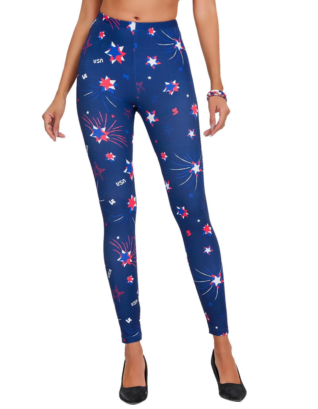 sissycos Women's 80s Leggings Neon Artistic Splash Printed Buttery Soft Stretchy Pants