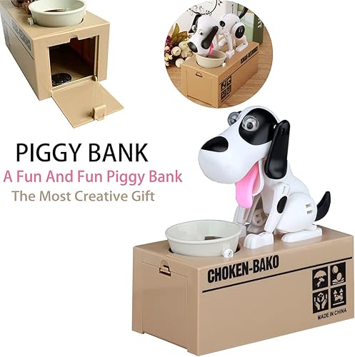 Miniatura 3 de Alcancía para perros por dinero real bonita alcancía para adultos alcancía real pequeña alcancía de robo automático moneda robótica de regalo blanco