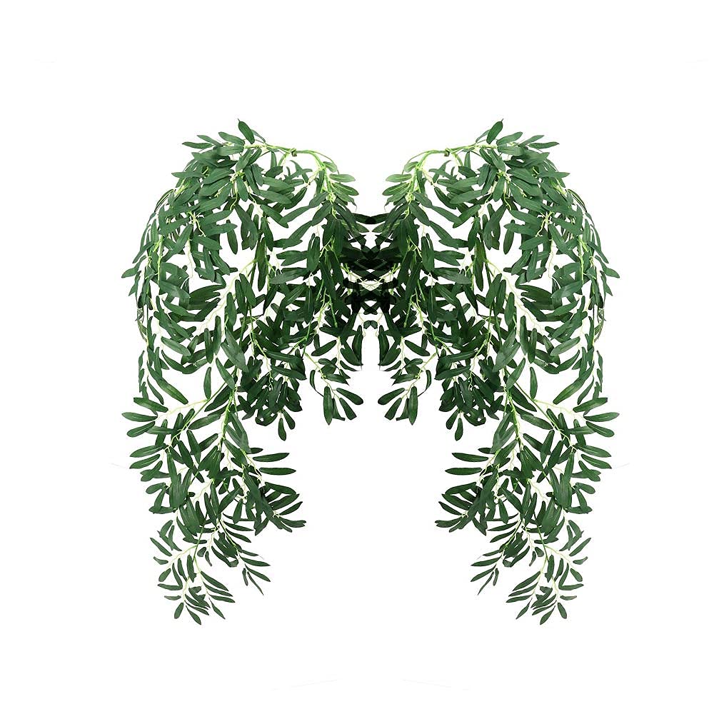 YAHOME Artificial Bamboo Bunch Leaves Green Plants Artificial Hanging Plants Flower Set Of 2 Pcs For Home Decor Balcony Window Hanging wall Decoration (Green)