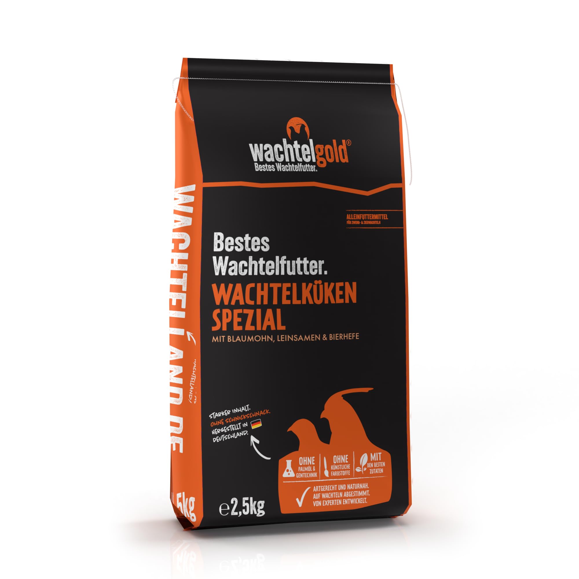 WachtelGold® Codorniz Pollito Naturaleza Especial │2,5kg, Rico en Hierbas, semilla de Amapola Azul y levadura de Cerveza│✓ sin OMG │ Ideal emparejado con Polluelos