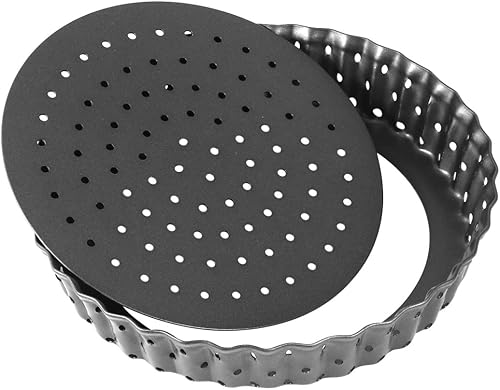 Cabilock Bandejas redondas para hornear para horno, bandeja de pizza pequeña para horno, latas de flan con base suelta, estaño para tartas