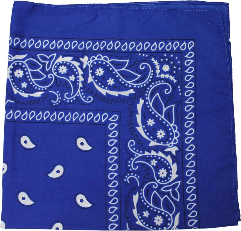 DIKHAWA Unisex Soft Breathable 100% Cotton Bandana for Men & Women | Head Band for Men Bike Riding, Scarf for Men, Head Scarf for Women, Multi-Purpose Paisley Printed Square 50cmx50cm (ROYAL BLUE) 4