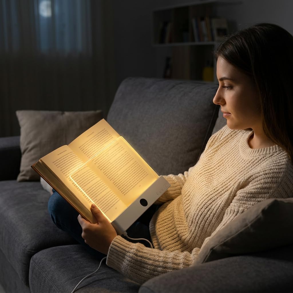 Luz Panel de Lectura LED para Libros, Panel Acrílico Ultradelgado, Multifuncional como Luz de Marcador y Luz Nocturna, Compacta y Portátil para Lectura en Cama, Estudio, Viajes o Aire Libre