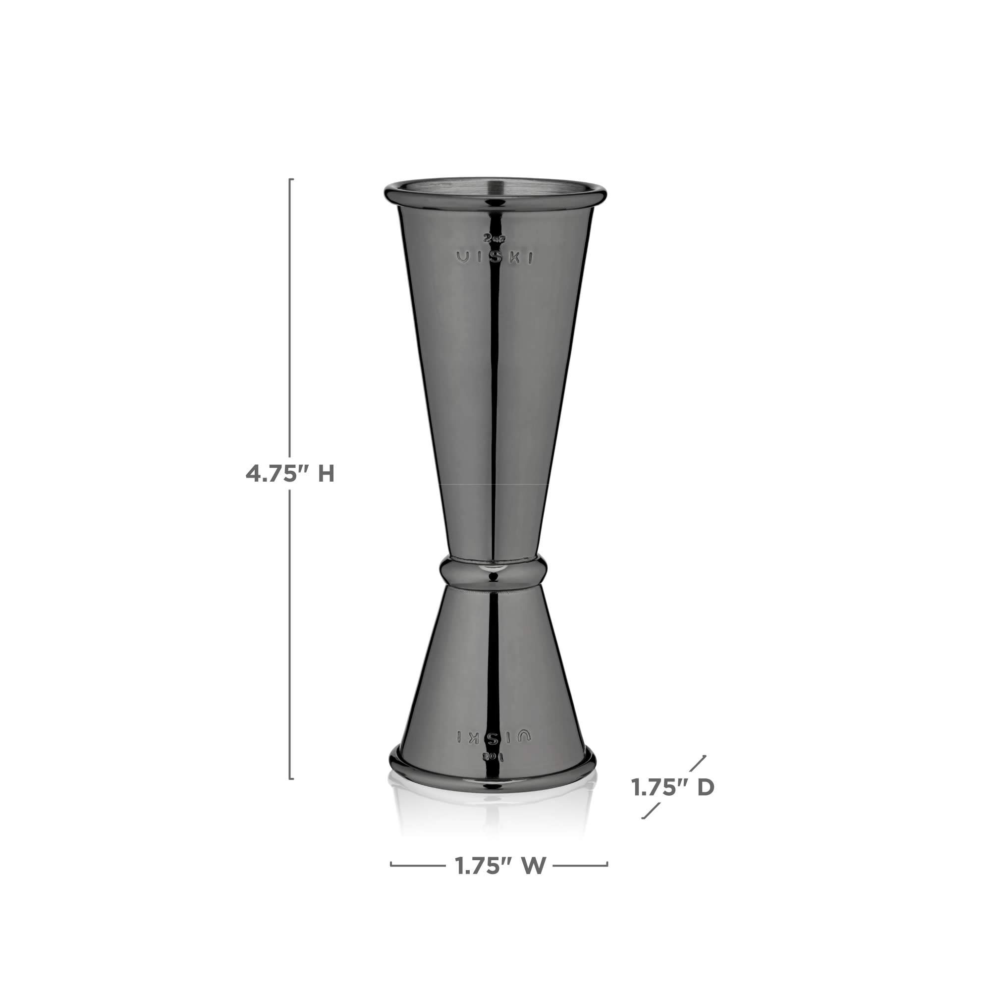 Viski Japanese Style Double Jigger for Cocktails, Bar Kit Essential, 1oz and 2oz with Interior Measurements, Stainless Steel with Gunmetal Finish,Black — Amazon image 2