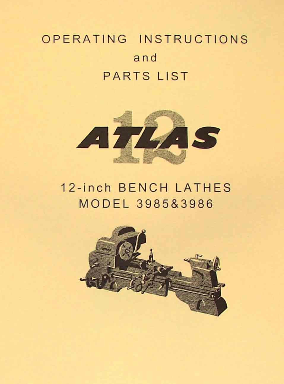 Buy ATLASCRAFTSMAN 3986 & 3985 12" Metal Bench Lathe Instructions and